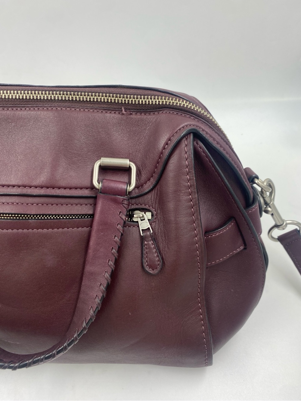 Coach Ace Glovetanned Leather Satchel Oxblood Maroon Purse Shoulder Handbag - Picture 7 of 14